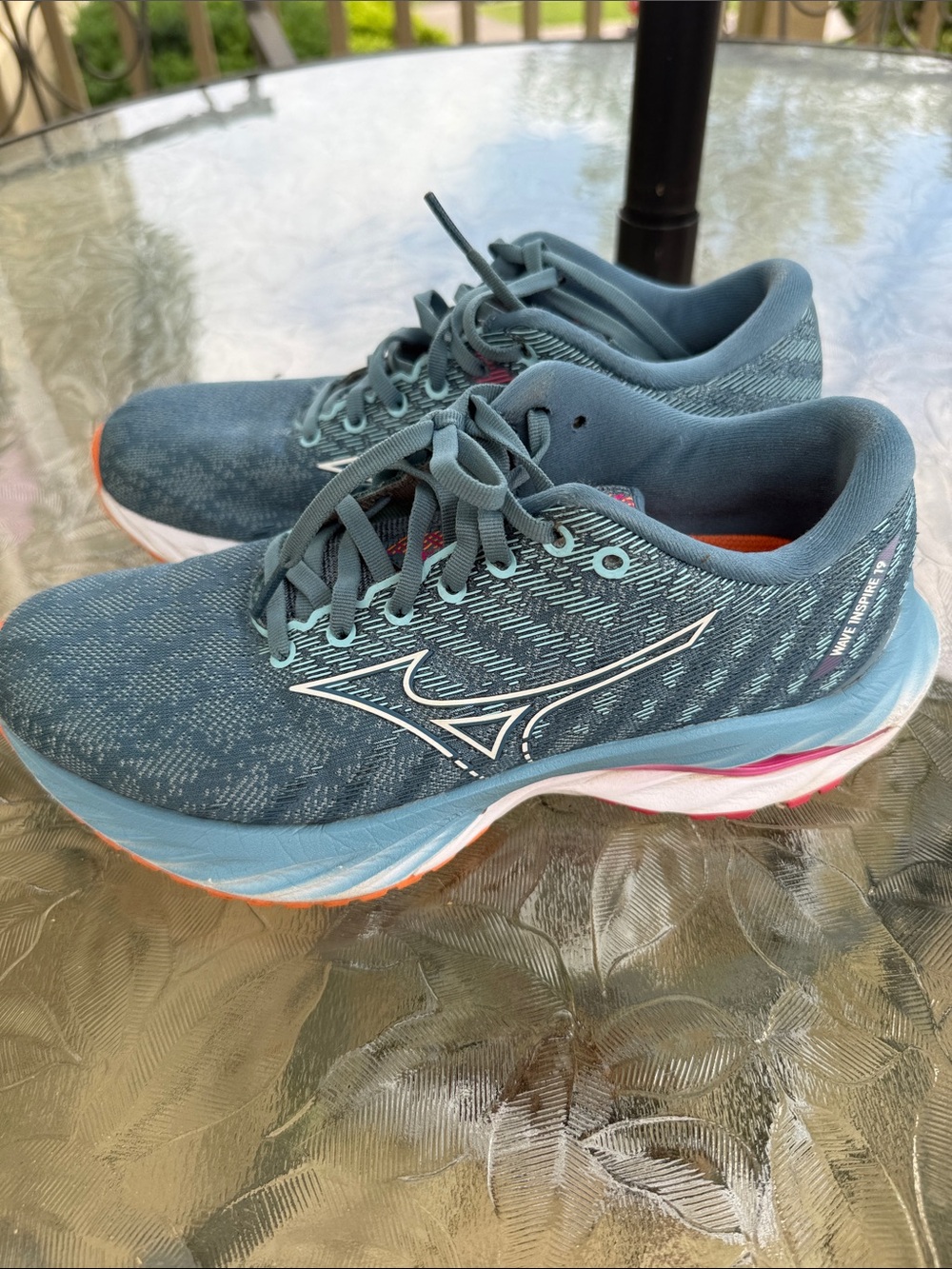 Mizuno Women's Athletic Running Shoes - Teal with Pink and Orange Accents
